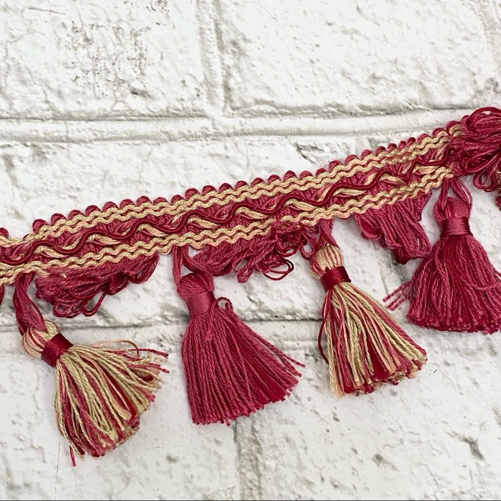 Calico Corners 2.5” Tassel Fringe Trim Raspberry Sorbet Sewing Upholstery 21 Yds